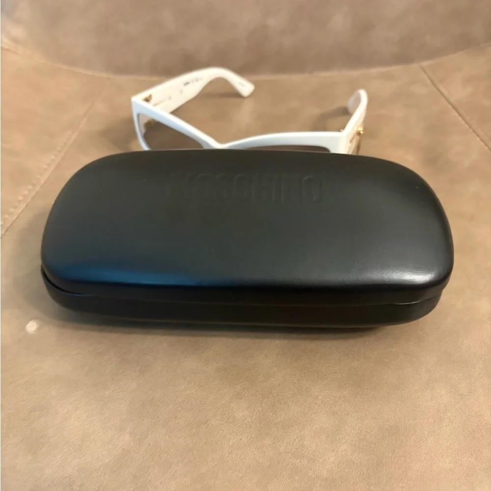 Moschino white zipper cat eye cool retro sunglasses bold - Picture 6 of 7